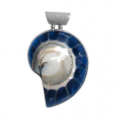 Blue Shell Pendant, Sterling Silver